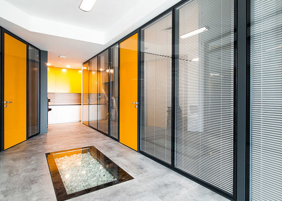 Office 2 Hour Fire Rated Glass Partition 6mm 12mm thick Steel Frame Glass Partition