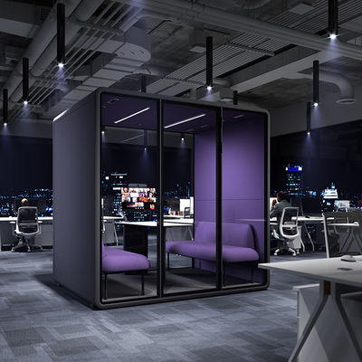Modern Soundproof Booth with STC30dB Soundproofing and 4000K Natural LED Lighting for Office Privacy
