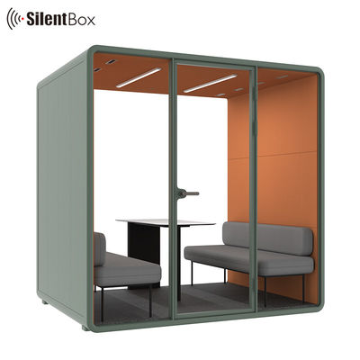 Modern Soundproof Booth with STC30dB Soundproofing and 4000K Natural LED Lighting for Office Privacy