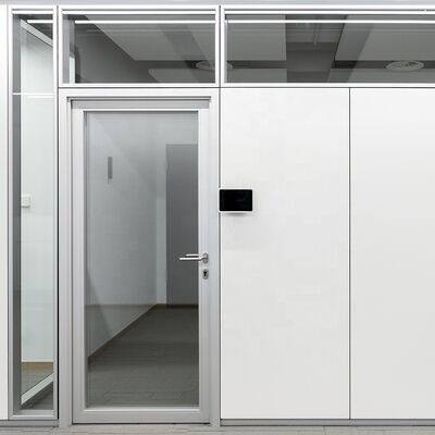 Customized Aluminum Office Double Single Glazed Glass Partition Walls with Steel Solid Panel