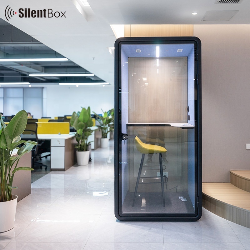 Adjustable Modular Silent Booth with 30+--5db Noise Reduction Coefficient for Private Meetings and Office Pods