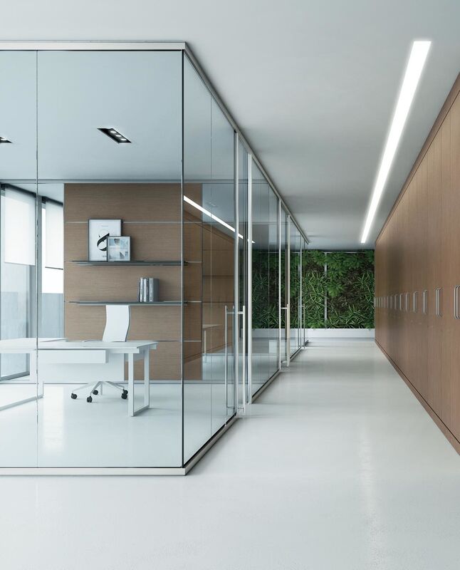 Full View Office Wall Partition Single Layer Glass Without Aluminum Partition Type
